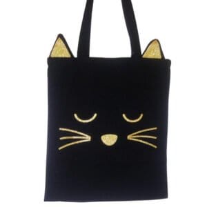 Sac coton noir et or "La Star c'est le chat"